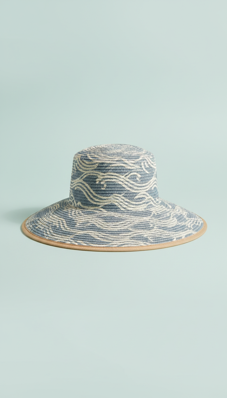 Wide-brim sun hat in slate wave