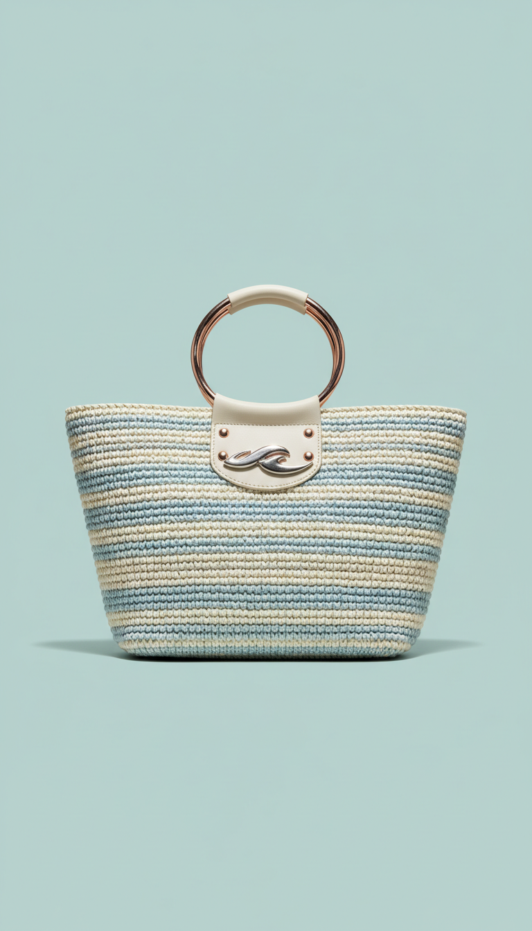 Beach tote with metallic accents